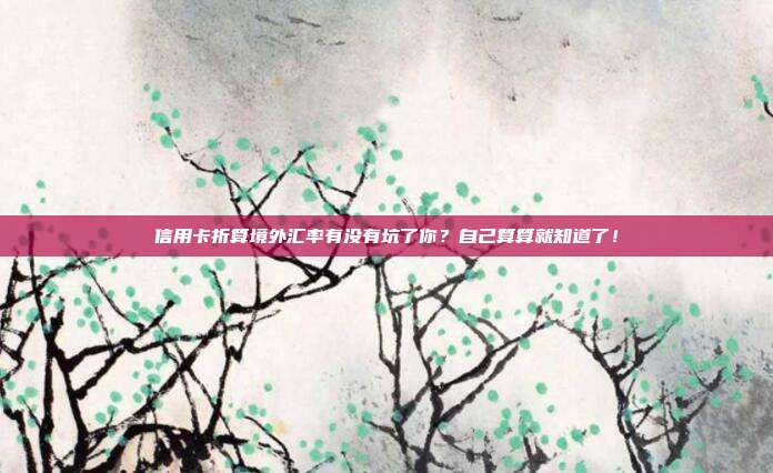 信用卡折算境外汇率有没有坑了你?自己算算就知道了!