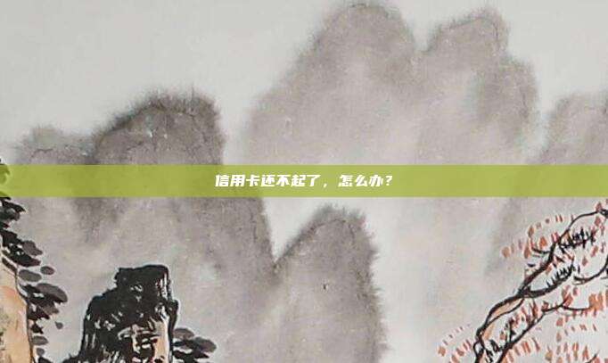 信用卡还不起了，怎么办？