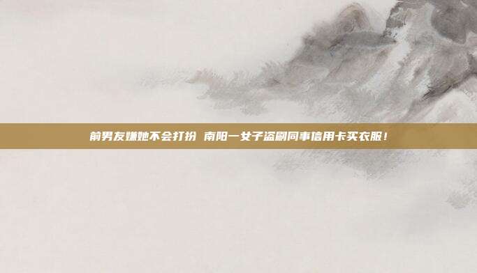 前男友嫌她不会打扮 南阳一女子盗刷同事信用卡买衣服！