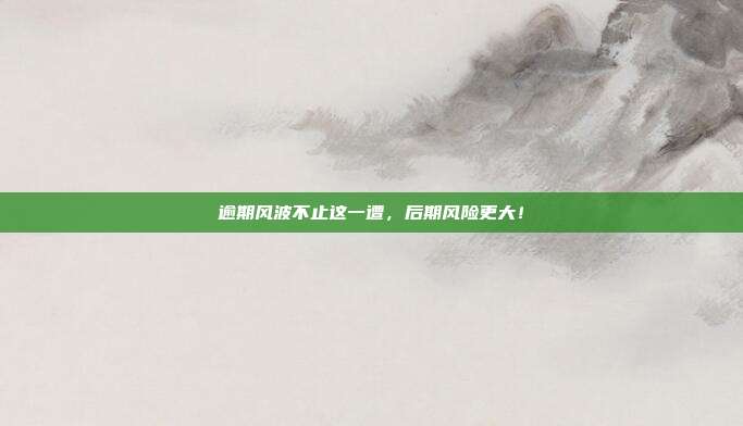 逾期风波不止这一遭,后期风险更大!