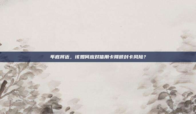 年底将近,该如何应对信用卡降额封卡风险?