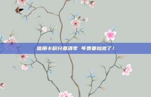 信用卡积分要清零 年费要扣缴了!
