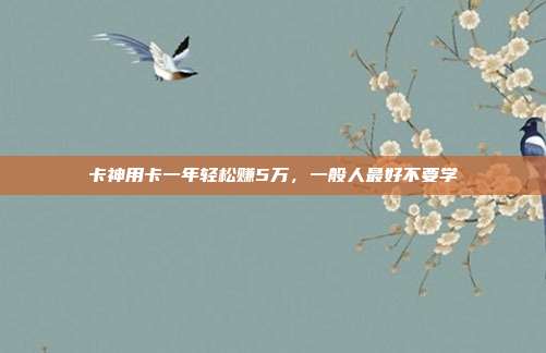 卡神用卡一年轻松赚5万，一般人最好不要学