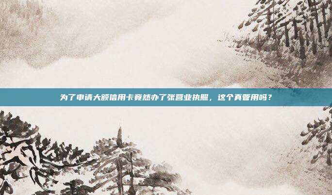 为了申请大额信用卡竟然办了张营业执照,这个真管用吗?