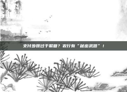 支付步骤过于繁复？农行有“秘密武器”！