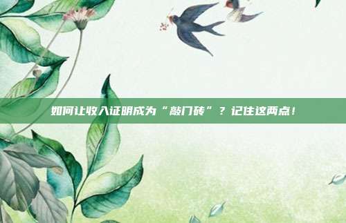 如何让收入证明成为“敲门砖”?记住这两点!
