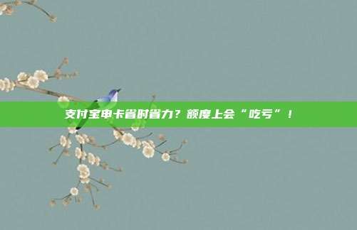 支付宝申卡省时省力?额度上会“吃亏”!