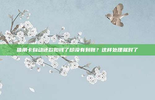 信用卡自动还款扣钱了却没有到账?这样处理就对了