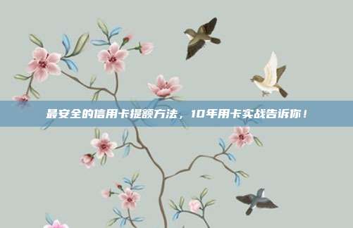 最安全的信用卡提额方法,10年用卡实战告诉你!