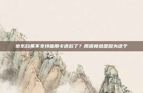 京东白条不支持信用卡还款了?原因竟然是因为这个