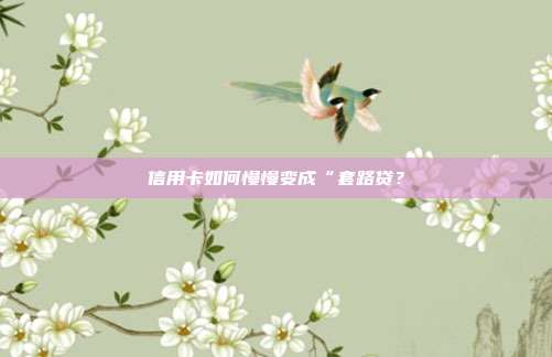 信用卡如何慢慢变成“套路贷?