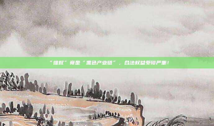 “维权”竟是“黑色产业链”,合法权益受侵严重!