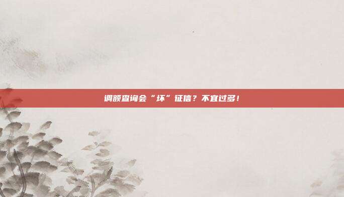 调额查询会“坏”征信?不宜过多!