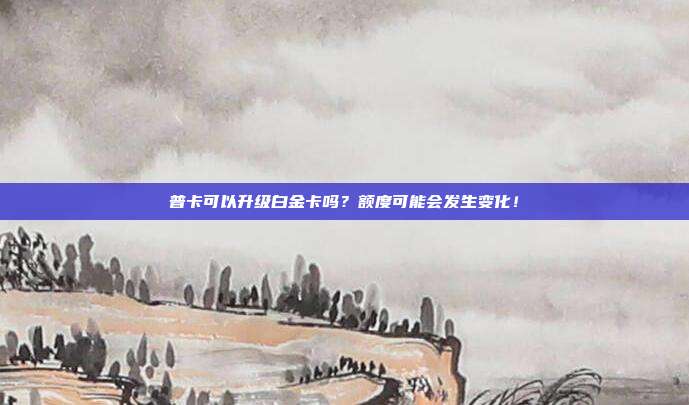 普卡可以升级白金卡吗?额度可能会发生变化!