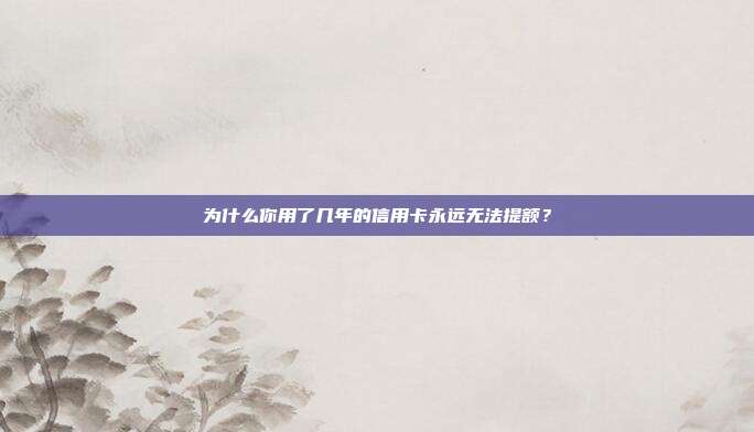 为什么你用了几年的信用卡永远无法提额?