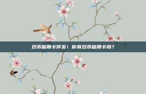 双币信用卡停发!你有双币信用卡吗?