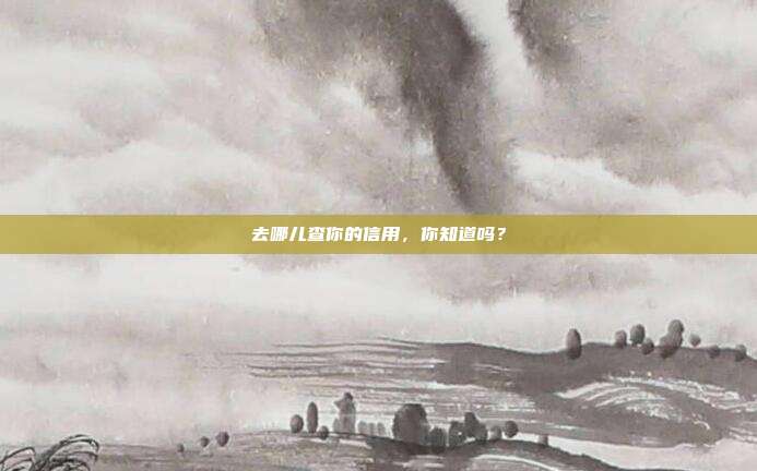 去哪儿查你的信用,你知道吗?