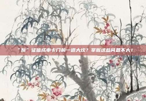 “灰”征信成申卡门前一道大坎?掌握这些问题不大!