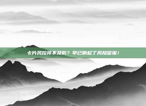 卡片风控猝不及防？早已响起了风险警报！