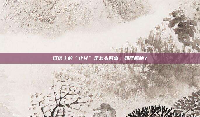 征信上的“止付”是怎么回事,如何解除?
