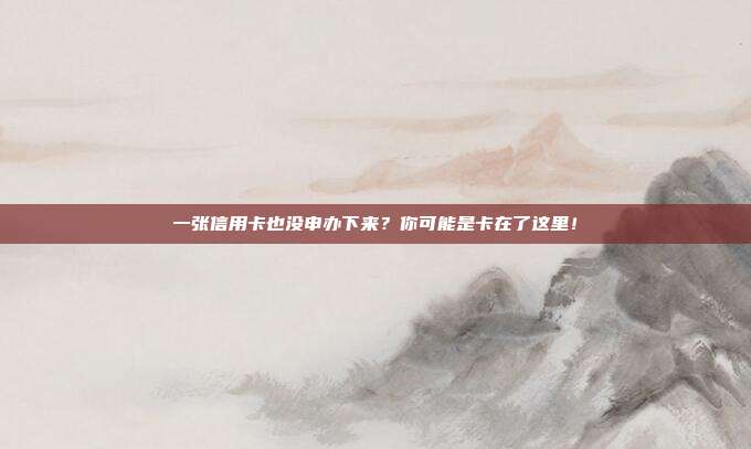 一张信用卡也没申办下来？你可能是卡在了这里！