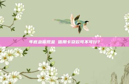 年底急需现金 信用卡贷款可不可行?