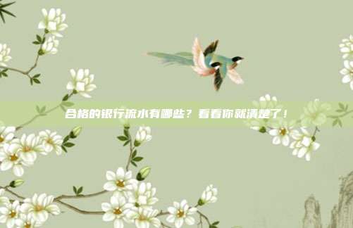 合格的银行流水有哪些?看看你就清楚了!