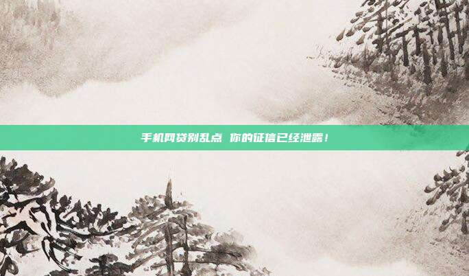 手机网贷别乱点 你的征信已经泄露！