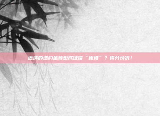 还清的违约金竟也成征信“桎梏”？得分情况！
