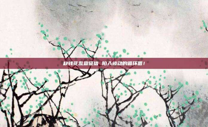 缺钱花乱查征信 陷入被动的循环圈!
