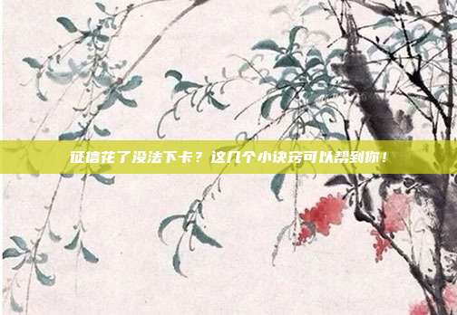 征信花了没法下卡？这几个小诀窍可以帮到你！