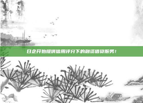 日企开始提供信用评分下的融资借贷服务!