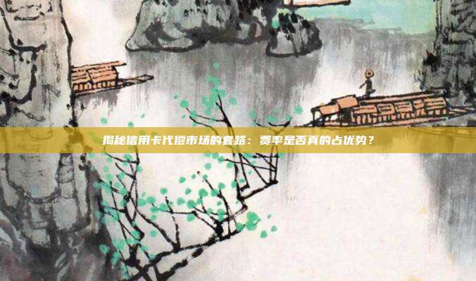 揭秘信用卡代偿市场的套路：费率是否真的占优势？