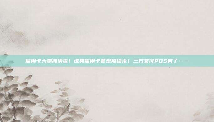 信用卡大量被清查!这类信用卡套现被绝杀!三方支付POS笑了……