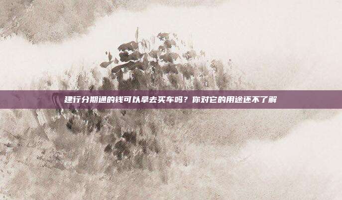 建行分期通的钱可以拿去买车吗？你对它的用途还不了解