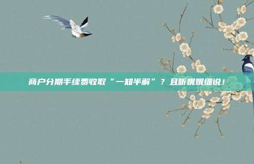 商户分期手续费收取“一知半解”？且听娓娓细说！