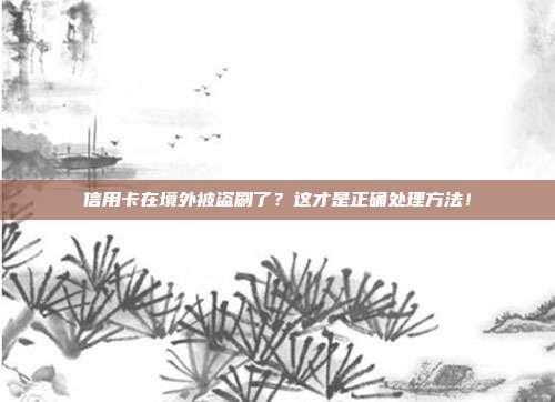 信用卡在境外被盗刷了？这才是正确处理方法！
