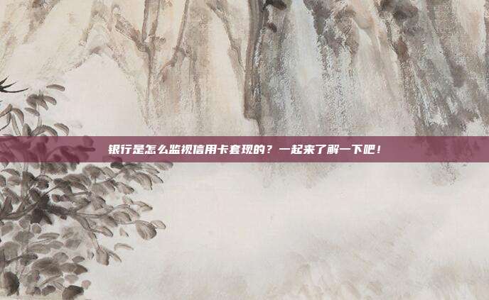 银行是怎么监视信用卡套现的？一起来了解一下吧！