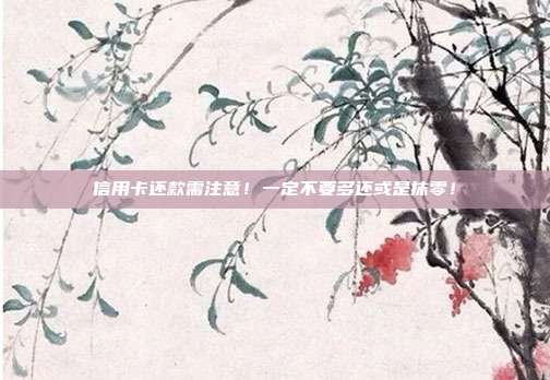 信用卡还款需注意!一定不要多还或是抹零!