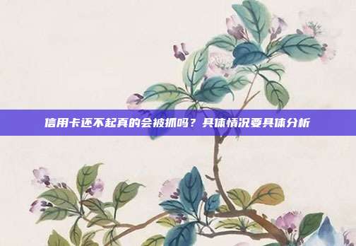 信用卡还不起真的会被抓吗?具体情况要具体分析