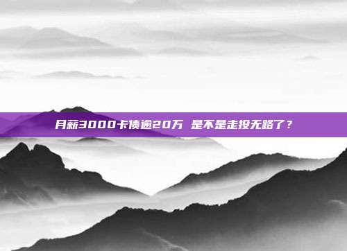 月薪3000卡债逾20万 是不是走投无路了？