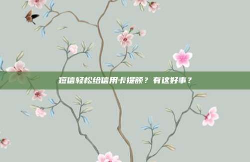 短信轻松给信用卡提额？有这好事？