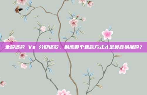 全额还款 Vs 分期还款,到底哪个还款方式才是最容易提额?