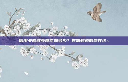 信用卡临时额度你知多少?你想知道的都在这~