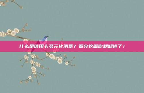 什么是信用卡多元化消费?看完这篇你就知道了!