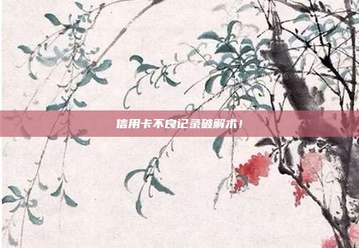信用卡不良记录破解术！