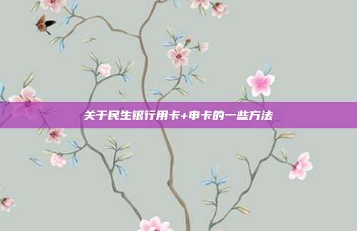 关于民生银行用卡+申卡的一些方法