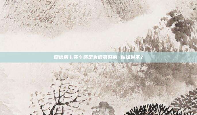 刷信用卡买车还是有很多好的 你知道不?