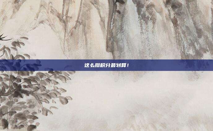 这么攒积分最划算!