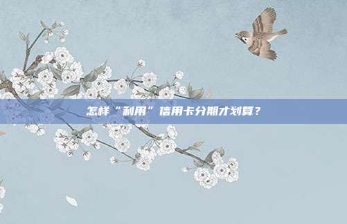 怎样“利用”信用卡分期才划算?